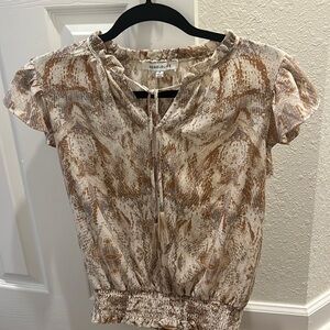 Rose + Olive Snake Print Blouse Size Small